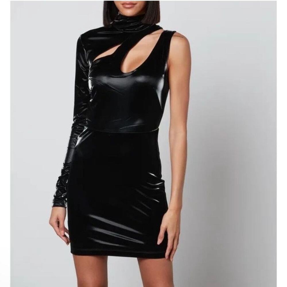 ROTATE Birger Christensen Black Fallem Mini Dress Cutout Catwoman Size 2